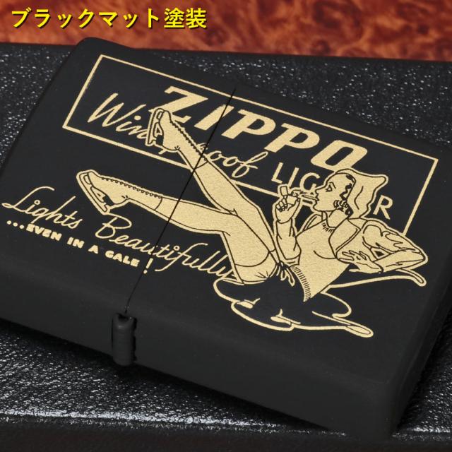 ZIPPO/人気の「WINDY」デザイン　WINDPROOF LADY ウィンドプルーフ・レディ ブラックマット＆イエローゴールド　BKM-3画像6