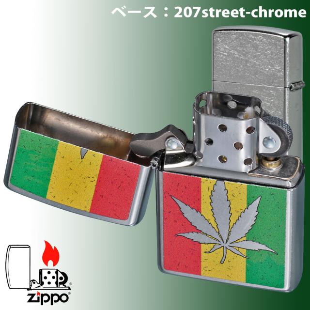 ZIPPO/マリファナ　Rasta Leaf  ラスタリーフ  2024年　USモデル ストリートクローム Z207-112482画像3