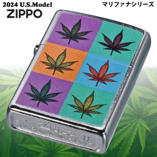 ZIPPO/マリファナ　Colorful Leaves カラフルリ-ブス　2024年　USモデル ストリートクローム Z207-112483画像2