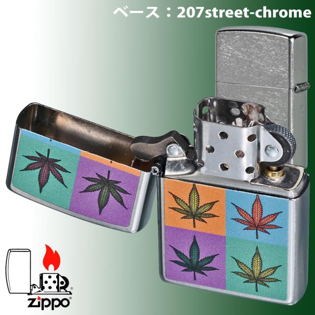 ZIPPO/マリファナ　Colorful Leaves カラフルリ-ブス　2024年　USモデル ストリートクローム Z207-112483画像3