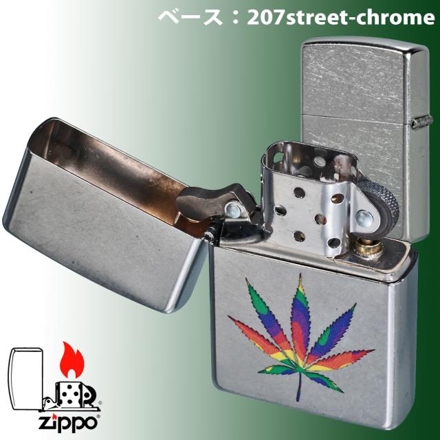ZIPPO/マリファナ　Rainbow Leaf レインボーリーフ  2024年　USモデル ストリートクローム Z207-112500画像3