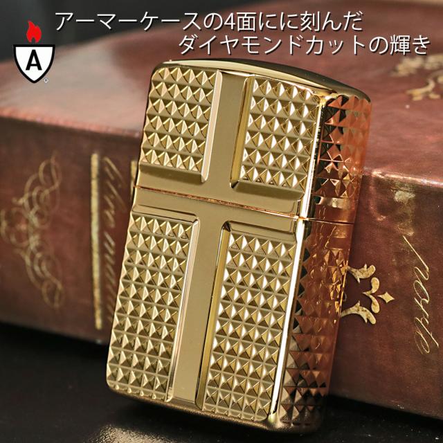 ZIPPO/ARMOR アーマー　鎧　ダイヤカット 4面彫刻　＃162ゴールドメッキ加工 162G-4CRDC画像2