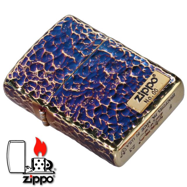 ZIPPO/アーマー ハンマートーン(つち目)5面加工 リューター仕上げ メタル貼り シリアルナンバー入り 金メッキいぶし 162GI-Z5HAMMER2画像3