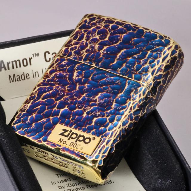 ZIPPO/アーマー ハンマートーン(つち目)5面加工 リューター仕上げ メタル貼り シリアルナンバー入り 金メッキいぶし 162GI-Z5HAMMER2画像4