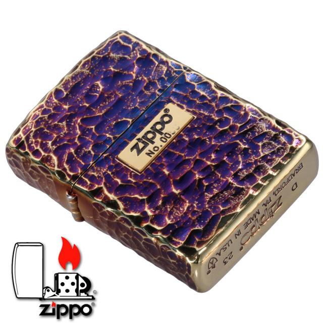 ZIPPO/アーマー ハンマートーン(つち目)5面加工 リューター仕上げ メタル貼り シリアルナンバー入り 金メッキいぶし 162GI-Z5HAMMER画像3