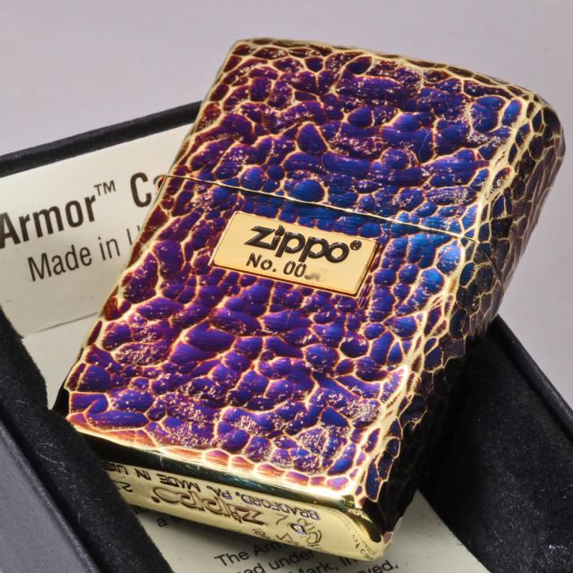 ZIPPO/アーマー ハンマートーン(つち目)5面加工 リューター仕上げ メタル貼り シリアルナンバー入り 金メッキいぶし 162GI-Z5HAMMER画像4