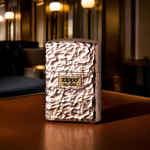 ZIPPO/アーマー ハンマートーン(つち目)5面加工 リューター仕上げ メタル貼り シリアルナンバー入り ピンクゴールドメッキ 162PG-Z5HAMMER画像7