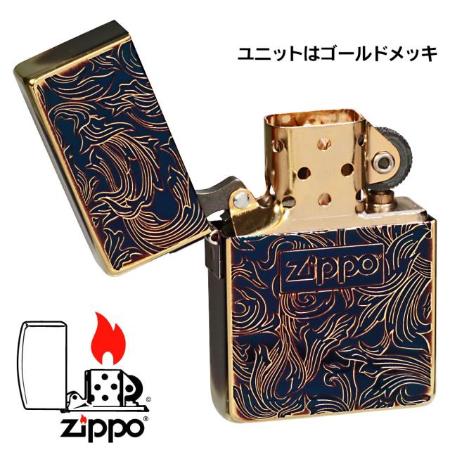 ZIPPO/ 1935 復刻 レプリカ アラベスク金イブシ 両面エッチング ZIPPOロゴ入り 1935ARB-GI画像4