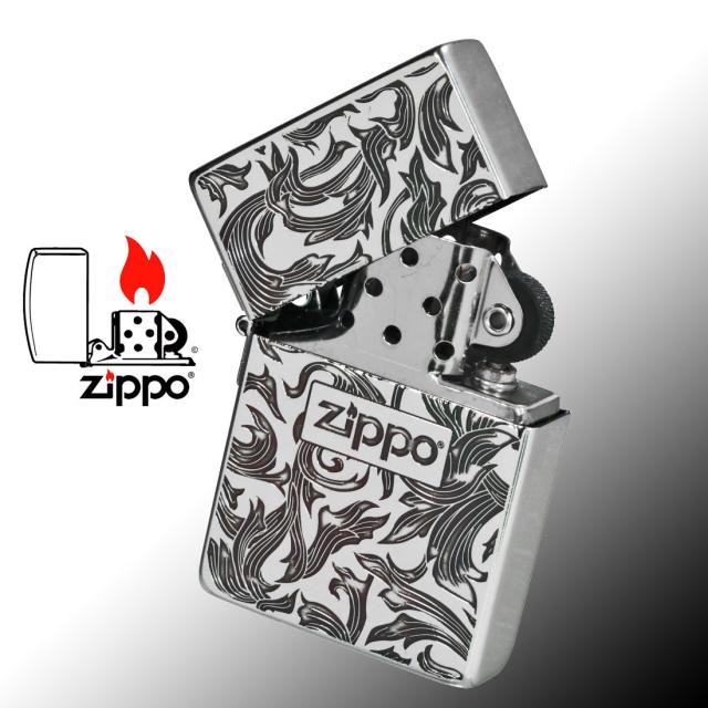 ZIPPO/1935 復刻 レプリカ アラベスク銀イブシ 両面エッチング ZIPPOロゴ入り 1935ARB-SI 画像4