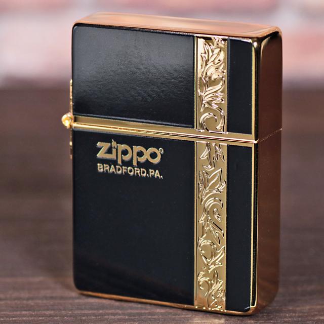 ZIPPO/1935 復刻レプリカ バーチカル アラベスク  ブラック 金メッキ 1935VERG画像6