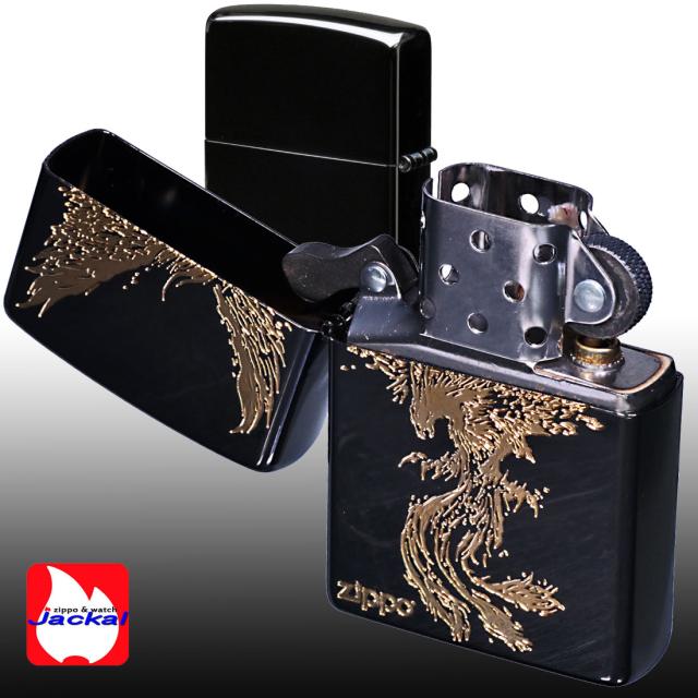 ZIPPO/Phoenix 鳳凰 ブラックニッケル エッチング金サシ ZIPPOロゴ入り 2BKG-PHX画像3