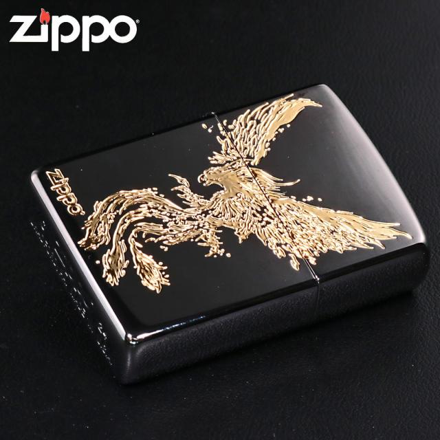 ZIPPO/Phoenix 鳳凰 ブラックニッケル エッチング金サシ ZIPPOロゴ入り 2BKG-PHX画像4