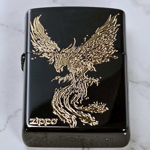 ZIPPO/Phoenix 鳳凰 ブラックニッケル エッチング金サシ ZIPPOロゴ入り 2BKG-PHX画像6