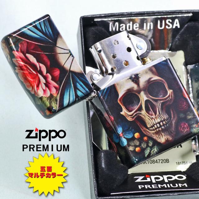 ZIPPO/Butterfly Skull Design スカル 髑髏 バタフライスカル 蝶 花 5面連続マルチカラープリント&クリアコート US 2025秋冬モデル 46848画像4
