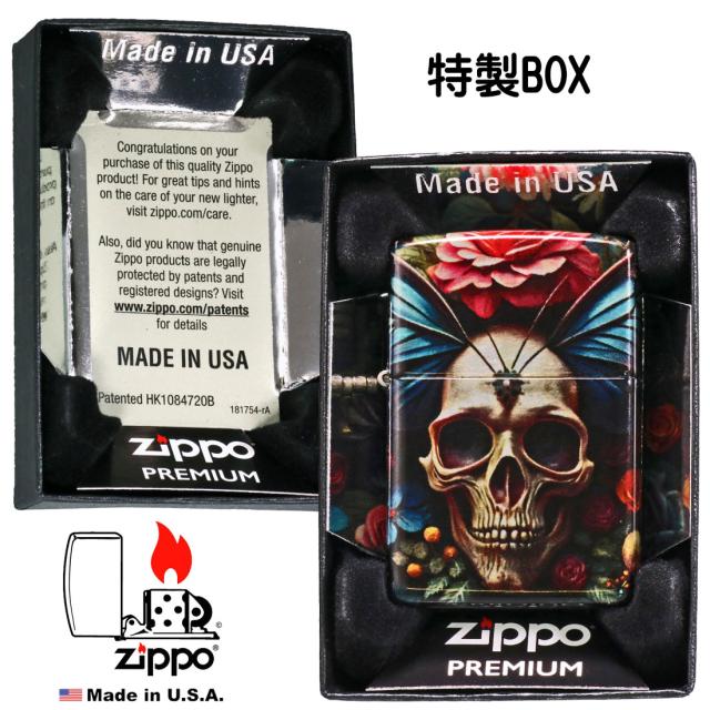 ZIPPO/Butterfly Skull Design スカル 髑髏 バタフライスカル 蝶 花 5面連続マルチカラープリント&クリアコート US 2025秋冬モデル 46848画像5
