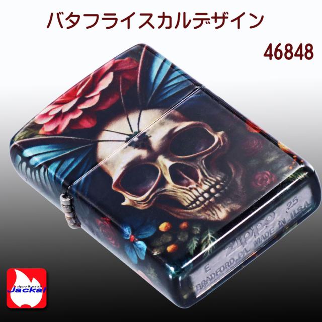 ZIPPO/Butterfly Skull Design スカル 髑髏 バタフライスカル 蝶 花 5面連続マルチカラープリント&クリアコート US 2025秋冬モデル 46848画像6