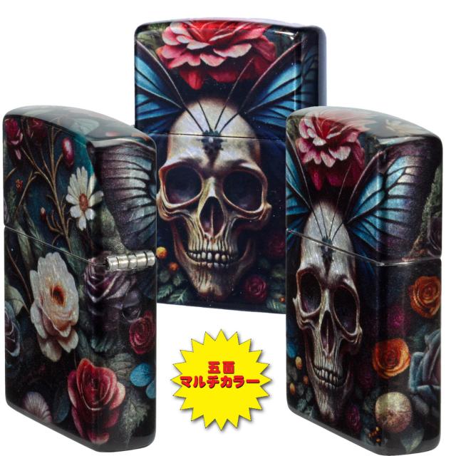 ZIPPO/Butterfly Skull Design スカル 髑髏 バタフライスカル 蝶 花 5面連続マルチカラープリント&クリアコート US 2025秋冬モデル 46848画像7