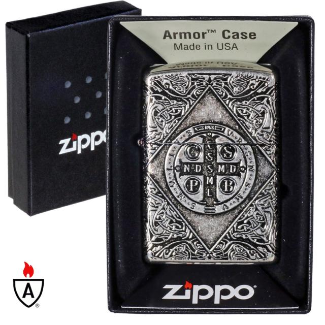ZIPPO/アーマー ZIPPO Armor ベネディクトクロス ニッケルイブシバレル 4面エッチング加工 BDT-CRS-NIB画像4