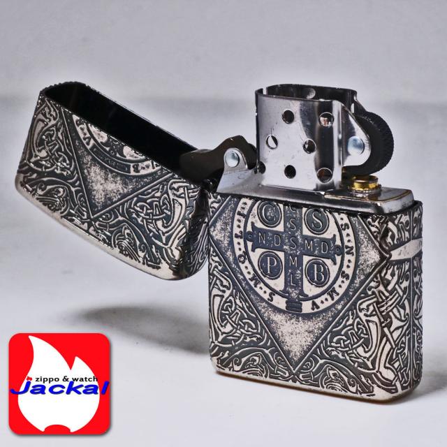 ZIPPO/アーマー ZIPPO Armor ベネディクトクロス ニッケルイブシバレル 4面エッチング加工 BDT-CRS-NIB画像5
