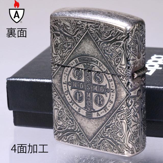 ZIPPO/アーマー ZIPPO Armor ベネディクトクロス ニッケルイブシバレル 4面エッチング加工 BDT-CRS-NIB画像7
