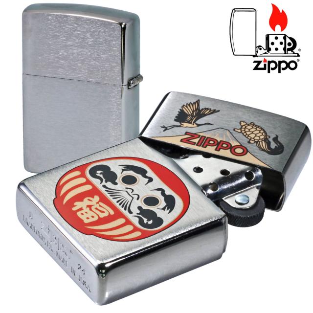 ZIPPO/福達磨(紅)  だるま 縁起柄 鶴亀 富士山 ブラッシュクローム プリント加工 ZIPPOロゴ入り DARUMA-RD画像5