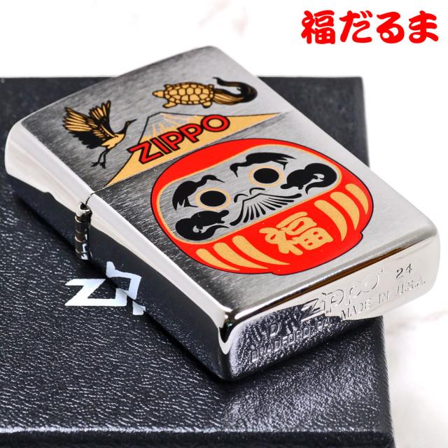 ZIPPO/福達磨(紅)  だるま 縁起柄 鶴亀 富士山 ブラッシュクローム プリント加工 ZIPPOロゴ入り DARUMA-RD画像7