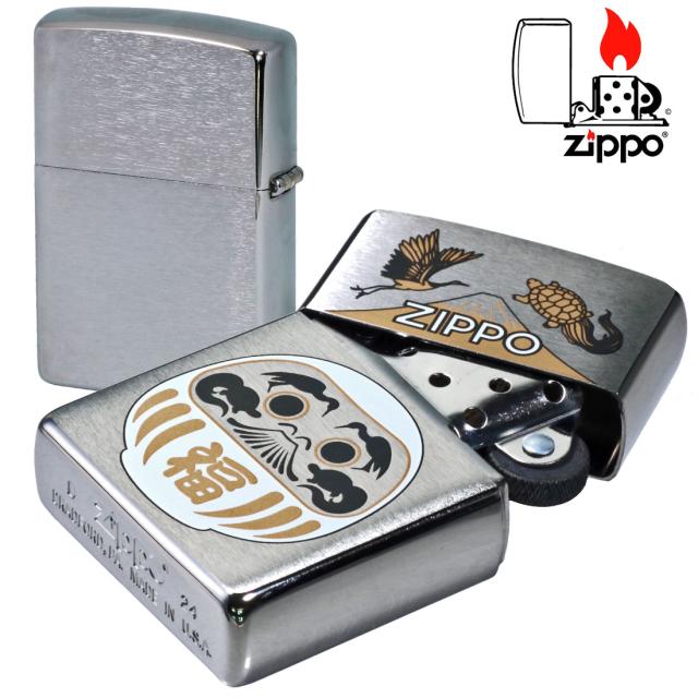 ZIPPO/福達磨(白)  だるま 縁起柄 鶴亀 富士山 ブラッシュクローム プリント加工 ZIPPOロゴ入り DARUMA-WH画像5