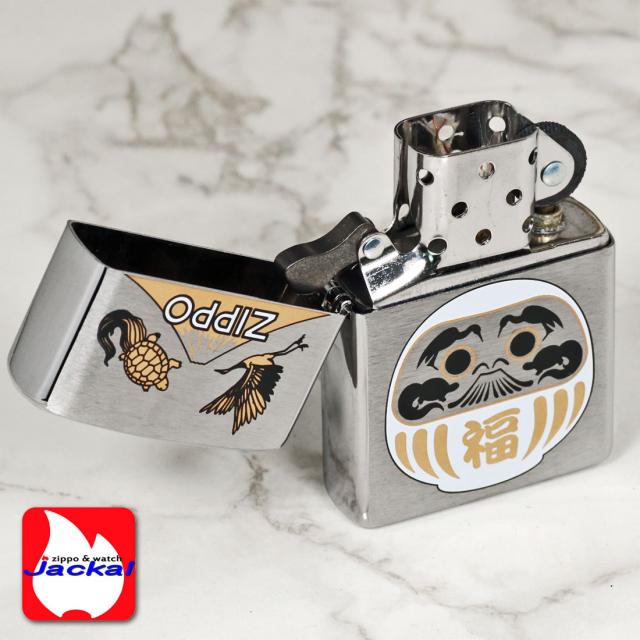 ZIPPO/福達磨(白)  だるま 縁起柄 鶴亀 富士山 ブラッシュクローム プリント加工 ZIPPOロゴ入り DARUMA-WH画像6