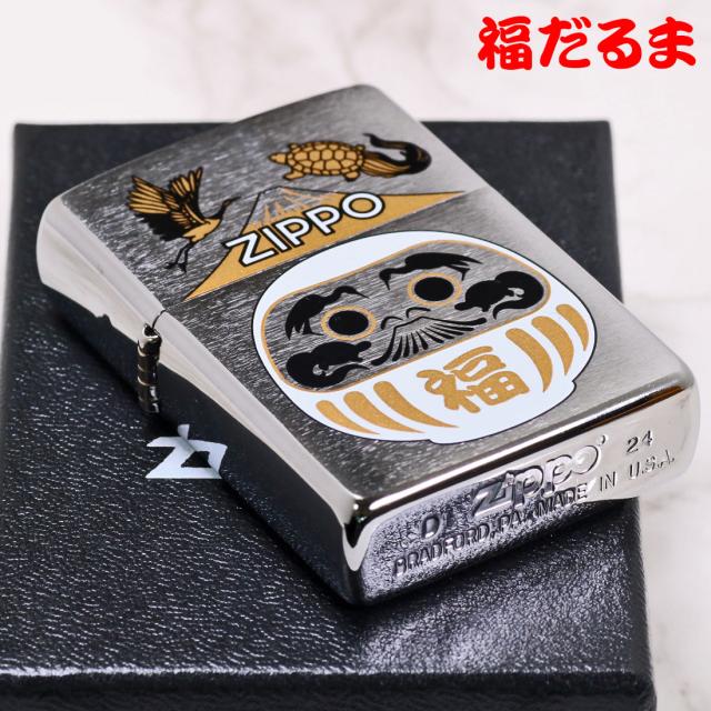 ZIPPO/福達磨(白)  だるま 縁起柄 鶴亀 富士山 ブラッシュクローム プリント加工 ZIPPOロゴ入り DARUMA-WH画像7