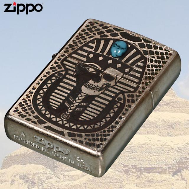 ZIPPO/エジプト神話ファラオ（Pharaoh）天然石ターコイズ  ユーズドフィニッシュ 両面加工 V-Pharaoh EGV-PHARAOH画像5