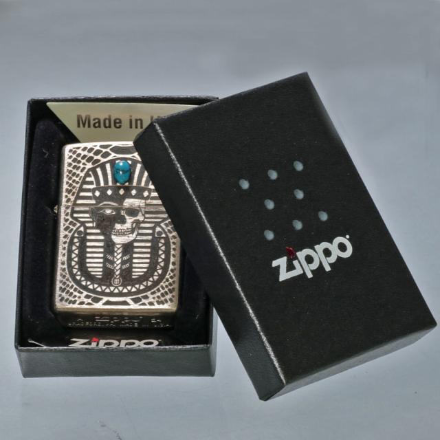 ZIPPO/エジプト神話ファラオ（Pharaoh）天然石ターコイズ  ユーズドフィニッシュ 両面加工 V-Pharaoh EGV-PHARAOH画像6
