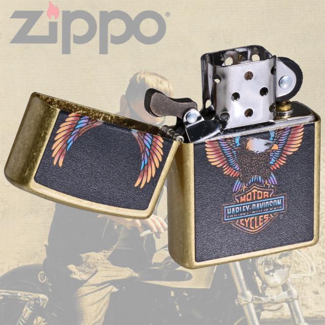 ZIPPO/ハーレーダビッドソン Harley-Davidson HARLEY イーグルロゴ ストリートブラス プリント HD-46678画像3