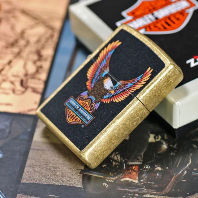 ZIPPO/ハーレーダビッドソン Harley-Davidson HARLEY イーグルロゴ ストリートブラス プリント HD-46678画像7