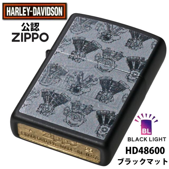 ZIPPO/ハーレーダビッドソン Harley-Davidson HARLEY エンジン柄 ブラックマット プリント HD-48600画像2