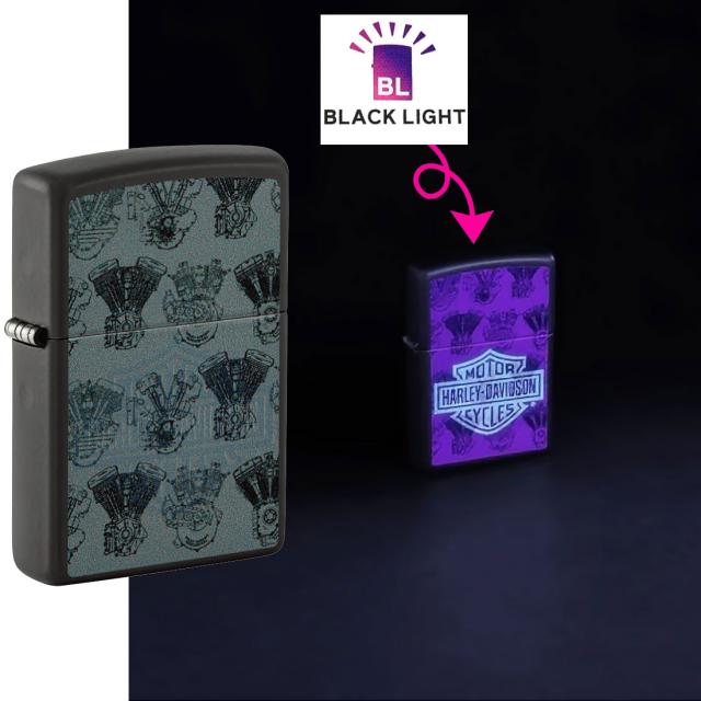 ZIPPO/ハーレーダビッドソン Harley-Davidson HARLEY エンジン柄 ブラックマット プリント HD-48600画像3