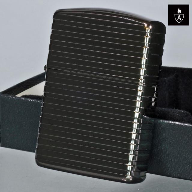 ZIPPO/ARMOR アーマー　ホリゾンタルストライプ ブラックニッケル BNC 3次元立体彫刻 4面連続加工　Horizontal Stripe HS-BNC画像4