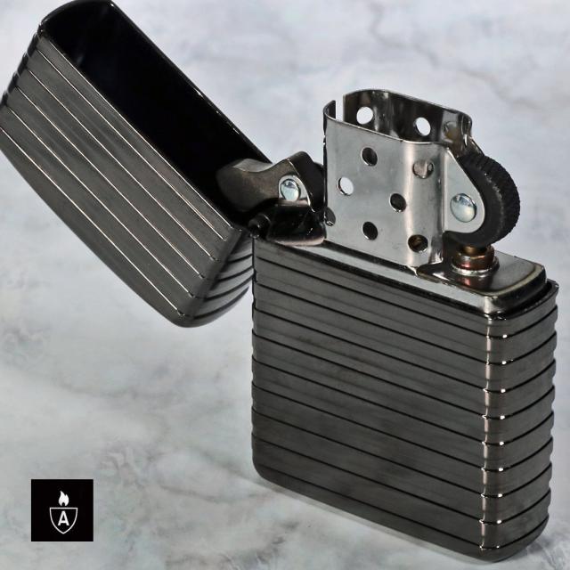 ZIPPO/ARMOR アーマー　ホリゾンタルストライプ ブラックニッケル BNC 3次元立体彫刻 4面連続加工　Horizontal Stripe HS-BNC画像6