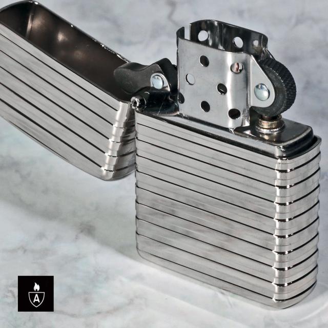 ZIPPO/ARMOR アーマー　ホリゾンタルストライブ ダイアノシルバー DS 3次元立体彫刻 4面連続加工　Horizontal Stripe HS-DS画像6