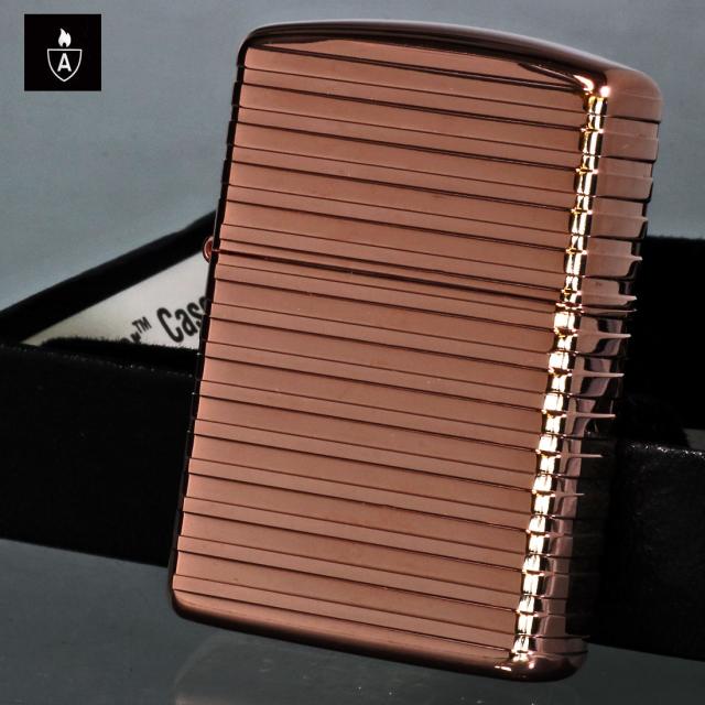 ZIPPO/ARMOR アーマー　ホリゾンタルストライブ ピンクゴールド PG 3次元立体彫刻 4面連続加工　Horizontal Stripe HS-PG画像4