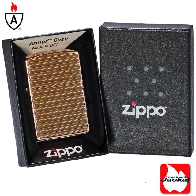 ZIPPO/ARMOR アーマー　ホリゾンタルストライブ ピンクゴールド PG 3次元立体彫刻 4面連続加工　Horizontal Stripe HS-PG画像5