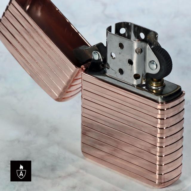 ZIPPO/ARMOR アーマー　ホリゾンタルストライブ ピンクゴールド PG 3次元立体彫刻 4面連続加工　Horizontal Stripe HS-PG画像6