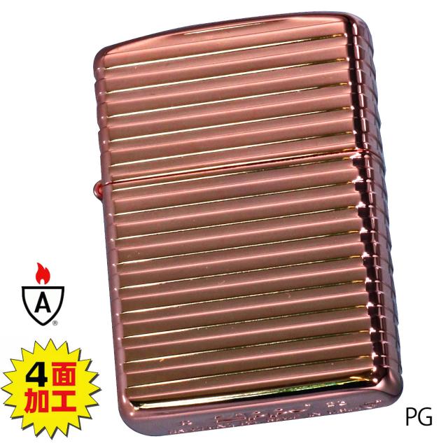 ZIPPO/ARMOR アーマー　ホリゾンタルストライブ ピンクゴールド PG 3次元立体彫刻 4面連続加工　Horizontal Stripe HS-PG画像7
