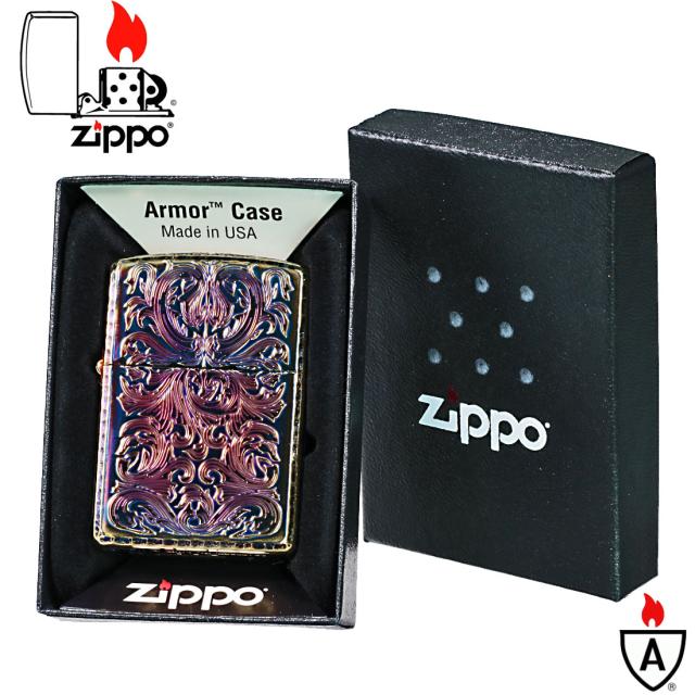 ZIPPO/アーマー KING II （キング2） 5面加工 アラベスク GI 燻 金いぶし 彫刻 KING2-GI 画像5
