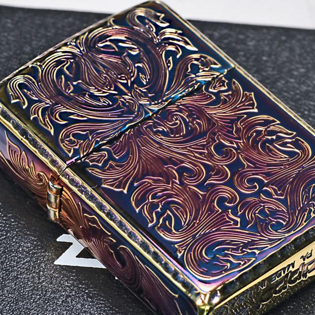 ZIPPO/アーマー KING II （キング2） 5面加工 アラベスク GI 燻 金いぶし 彫刻 KING2-GI 画像6