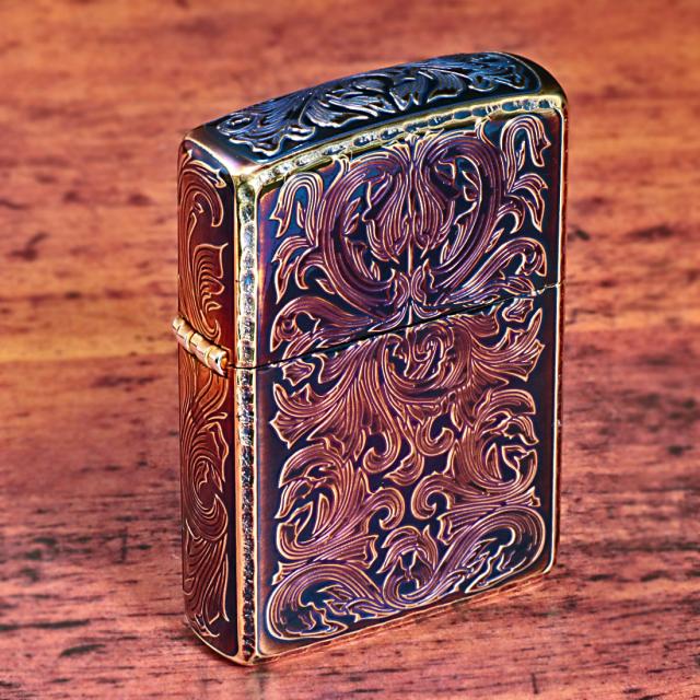 ZIPPO/アーマー KING II （キング2） 5面加工 アラベスク GI 燻 金いぶし 彫刻 KING2-GI 画像7