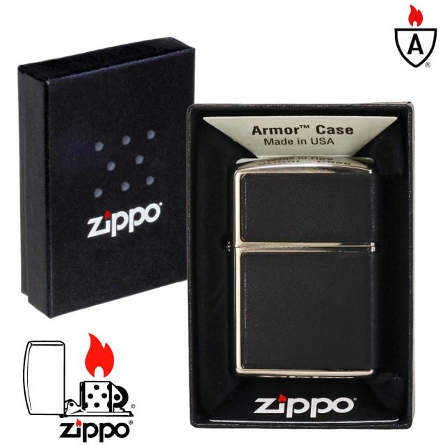 ZIPPO/armor アーマー レザー カバード 本牛革貼り ブラック ニッケルいぶし LCN-BK画像3