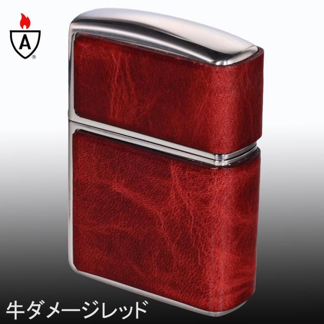 ZIPPO/armor アーマー レザー カバード 本牛革貼り ダメージレッド ニッケルいぶし LCN-DRD画像5