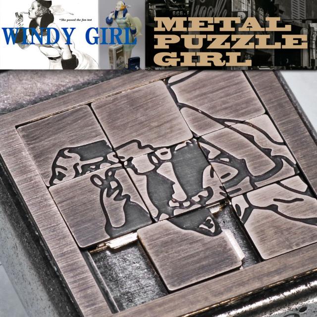 ZIPPO/人気の「WINDY」デザイン　ウィンディ　メタルパズルガール オイルライター プレート貼り クロームバレル MPG-SV画像2