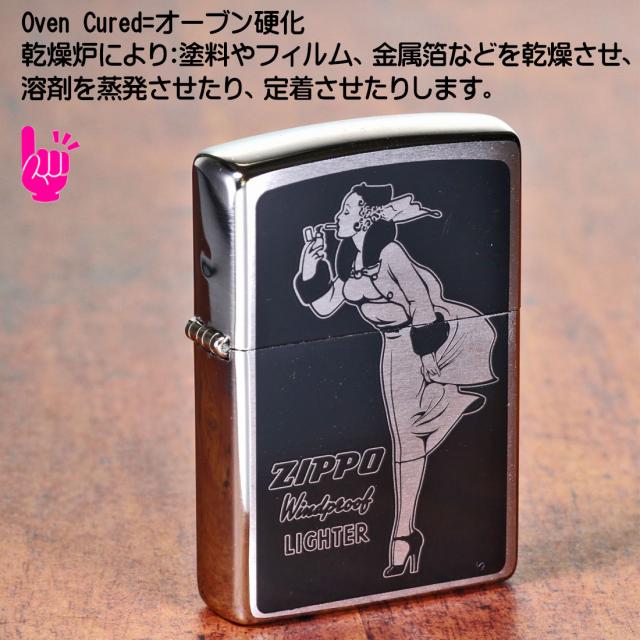 ZIPPO/人気の「WINDY」デザイン　ウィンディ プリント(Oven-Cured)  B ブラック オイルライター　P-WINDY-B画像3