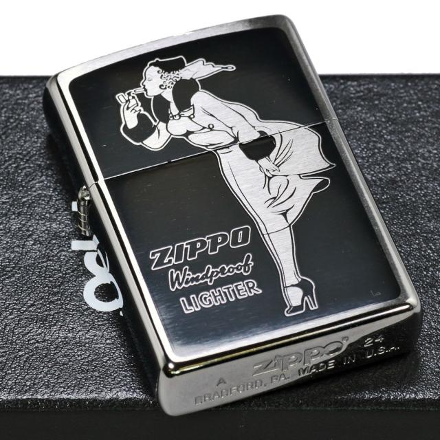 ZIPPO/人気の「WINDY」デザイン　ウィンディ プリント(Oven-Cured)  B ブラック オイルライター　P-WINDY-B画像5